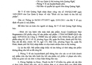 Công văn số: 310/SYT-NVD V/v thu hồi thuốc Fenspirol